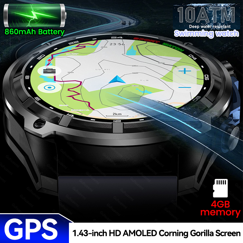 Outdoor Adventure Reservations - 뉴 어드벤처 GPS 남성 스마트워치 1.43인치