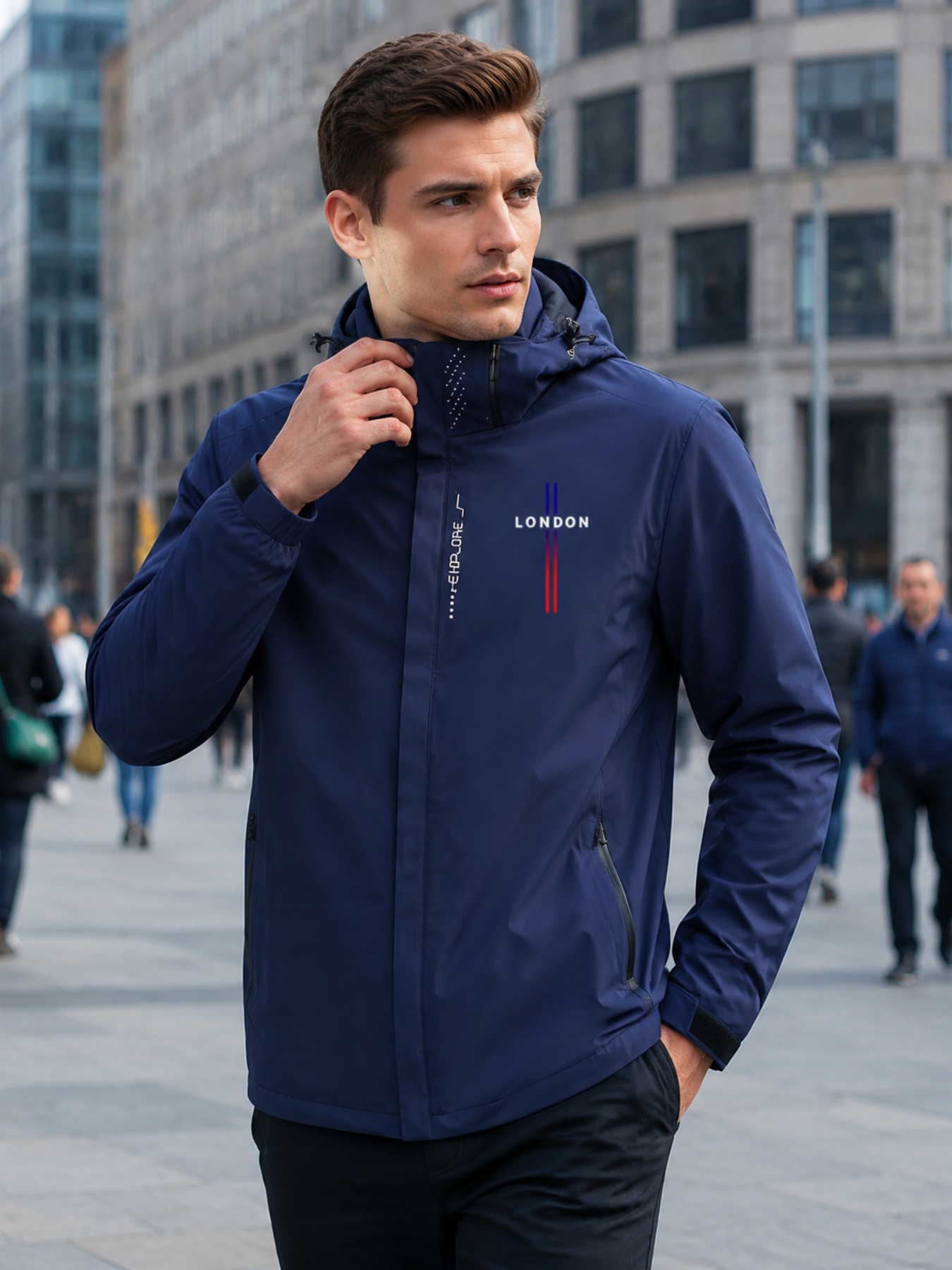 봄철 아웃도어 지퍼 재킷 - 런던 프린트 - 패셔너블  - Outdoor Adventure Outfit 리뷰 및 가격