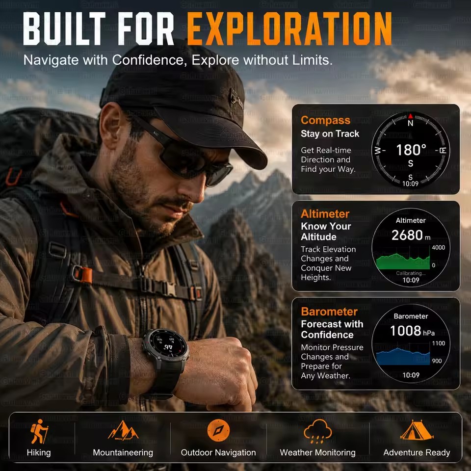 새로운 내장 GPS 아웃도어 어드벤처 스마트워치 남성용 - Outdoor Adventure Reservations 리뷰 및 가격